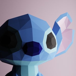 MODELLO 3D Lowpoly STITCH Papercraft – Personaggio digitale Modello di statuetta 3D formato pdf e SVG cricut