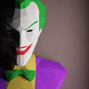 JOKER Busto 3D SCARICABILE Modello realizzato a parete in formato pdf e SVG per decorazioni domestiche cricut