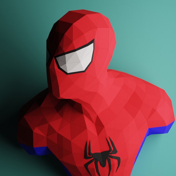 SPIDERMAN PAPERCRAFT BüstenVORLAGE – Digitale 3D-gedruckte, an der Wand montierbare Superhelden-Modellfigur im PDF-Format