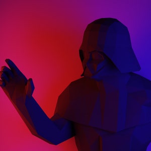DARTH VADER 3D Lowpoly Wandmontierbare digitale Vorlage, Download im PDF- und SVG-Format, Geschenk für Filmliebhaber, Cricut