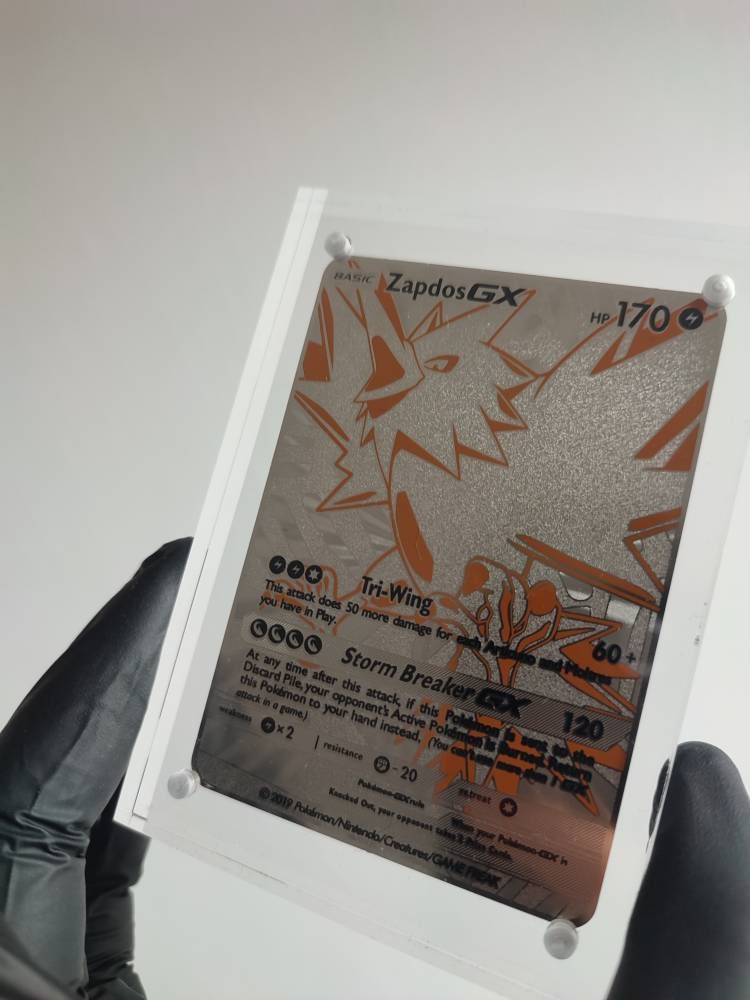 Articuno Silver Shiny Pokémon Card in A Magnetic Freestanding 