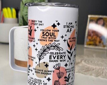 Affirmations Glass Tumbler: Motivational 16oz Glass Cup