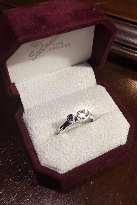 Vintage Sterling Silver Stackable Amethyst Rings - image 1