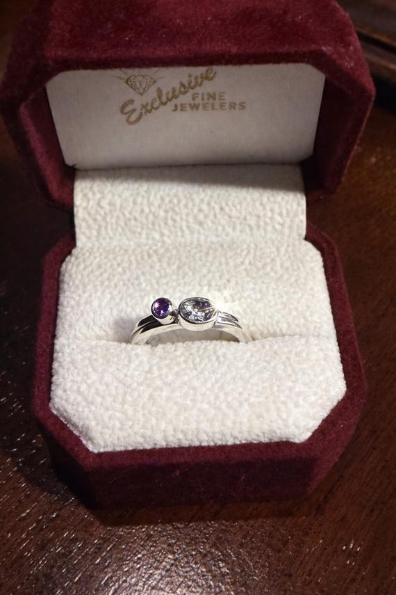 Vintage Sterling Silver Stackable Amethyst Rings - image 3