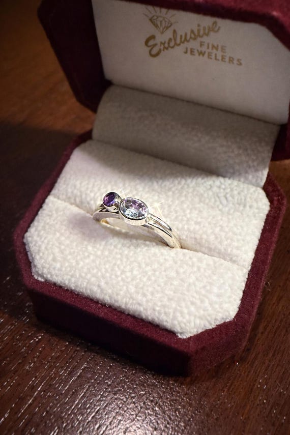 Vintage Sterling Silver Stackable Amethyst Rings - image 2