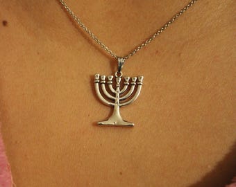 Menorah Necklace | Sterling Silver