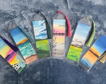 Aquarell Lesezeichen, Landschaft Lesezeichen, Seelandschaft Lesezeichen, Handgemalte Lesezeichen, Handgemachte Lesezeichen