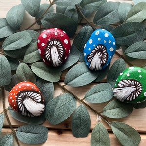 Mushroom Painted Rocks, Painted Rocks, Mushroom Theme Rock