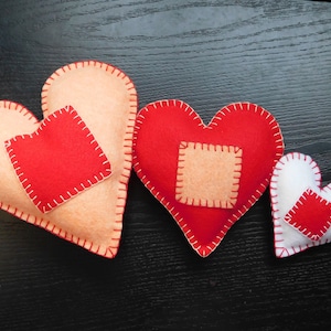 Felt Heart with Pockets | Hand-Sewn Stuffed Hearts | Pocket Heart | Fabric Gift Package | Gift Card Packaging | Engagement Gift | Valentine