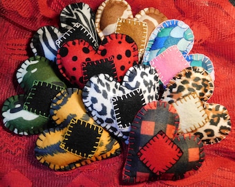 Felt Heart with Pockets | Animal Print Hand-Sewn Stuffed Hearts | Pocket Heart | Fabric Gift Package | Gift Card Packaging | Engagement Gift