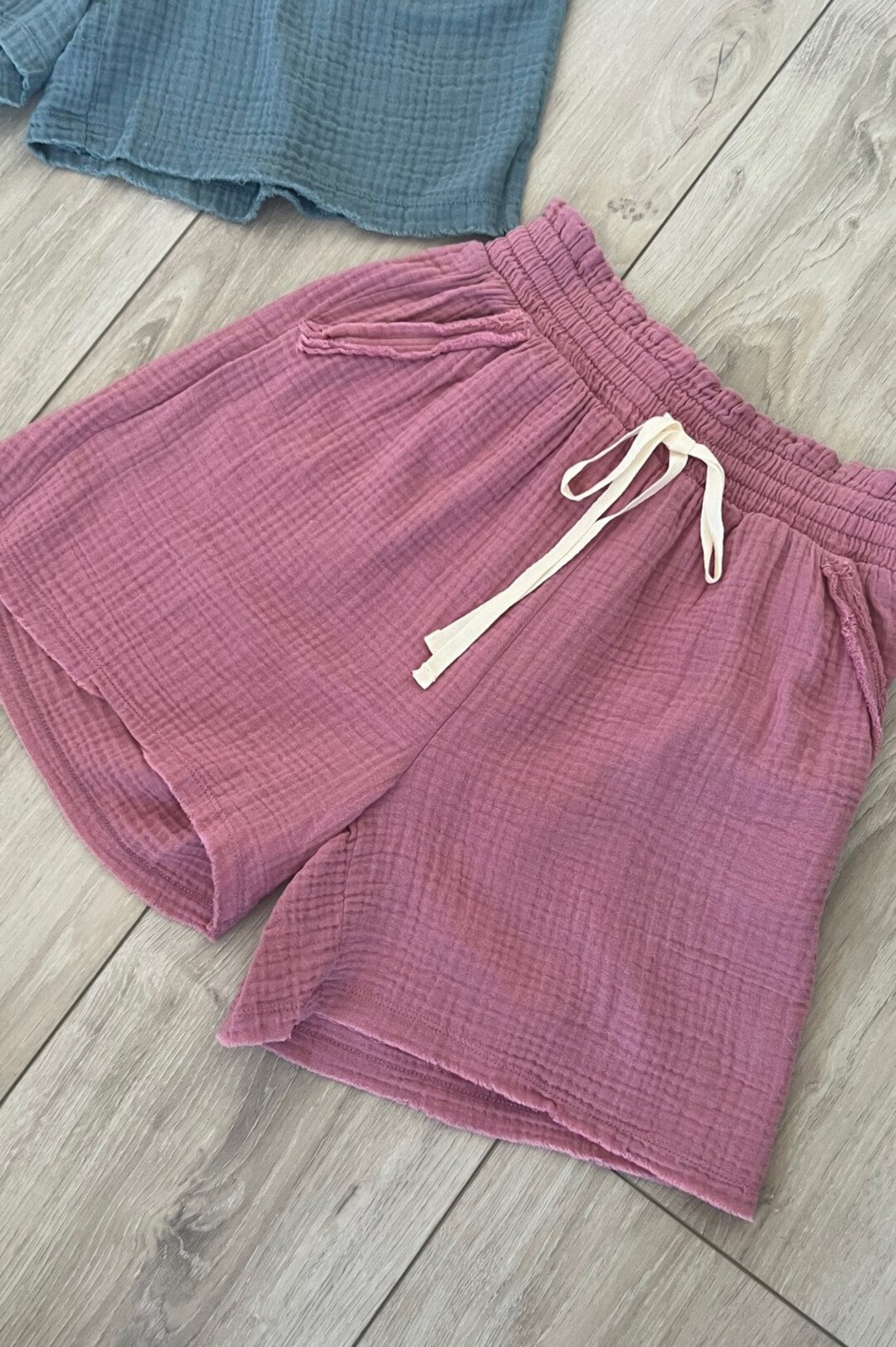 Cotton Gauze Rough Edge Detail Drawstring Shorts - Etsy