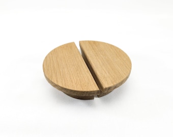 4" Diameter Semicircle Oak Cabinet Pull (1 Pair), Wooden Handle