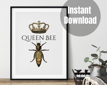 Queen Bee | Honeybee Print | Bee Lover Art | Printable Art