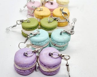 Süße Macarons Ohrringe, Fimo Ohrringe, handgemacht aus Polymerton, Miniatur Essen, Kawaii Ohrringe,Süßigkeitenohrringe mit Edelstahlohrhaken