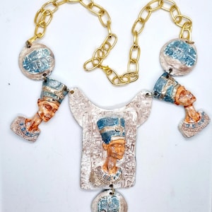 Necklace &quot;Nefertiti&quot; handmade from polymer clay, polymer clay necklace, Fimo necklace, Fimo jewelry, necklace with pendant