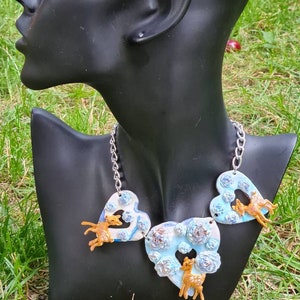 Dirndl necklace &quot;Bambi&quot;, traditional costume jewelry, dirndl jewelry, handmade of polymer tone, Fimo necklace, Fimo jewelry, necklace with pendant