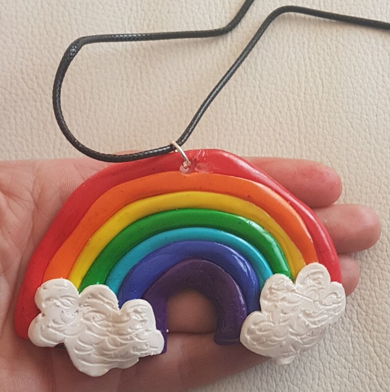 Rainbow EarringsPendant Polymerclay Fimo
