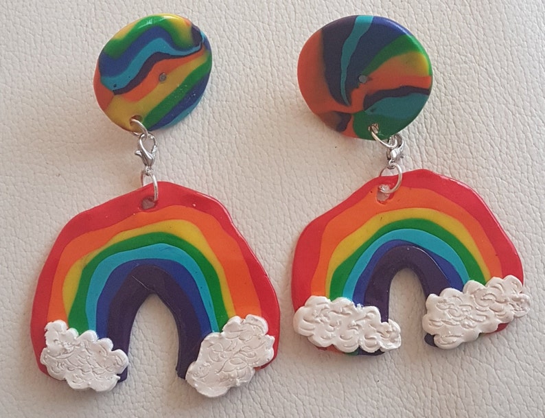 Rainbow EarringsPendant Polymerclay Fimo