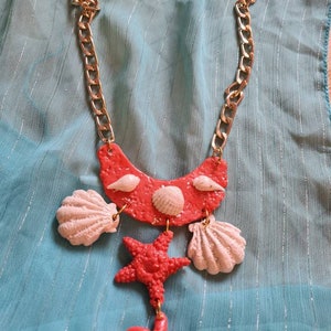 Starfish necklace, handmade from polymer clay, polymer necklace, polymer necklace, polymer necklace, polymer jewelry necklace, polymer jewelry, polymer jewelry, necklace with pendant