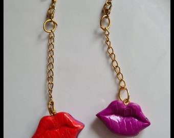 Boucles d’oreilles violette-rouge, fait main, boucles d’oreilles polymère, boucles d’oreilles Fimo, Bijoux Fimo,