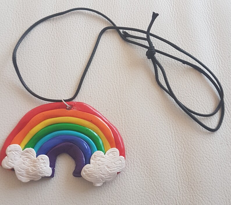 Rainbow EarringsPendant Polymerclay Fimo