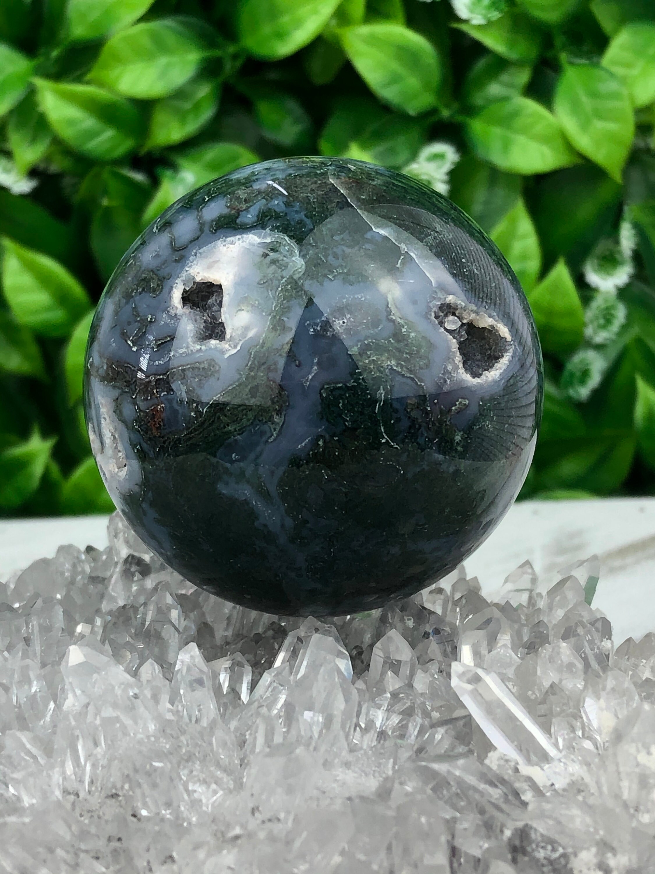Gorgeous Blue Moss Agate Sphere | Etsy