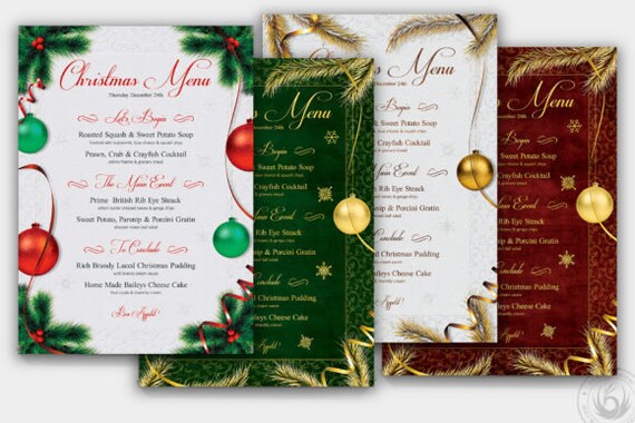 Christmas Food Menu Templates Printable Restaurant Menu - Etsy