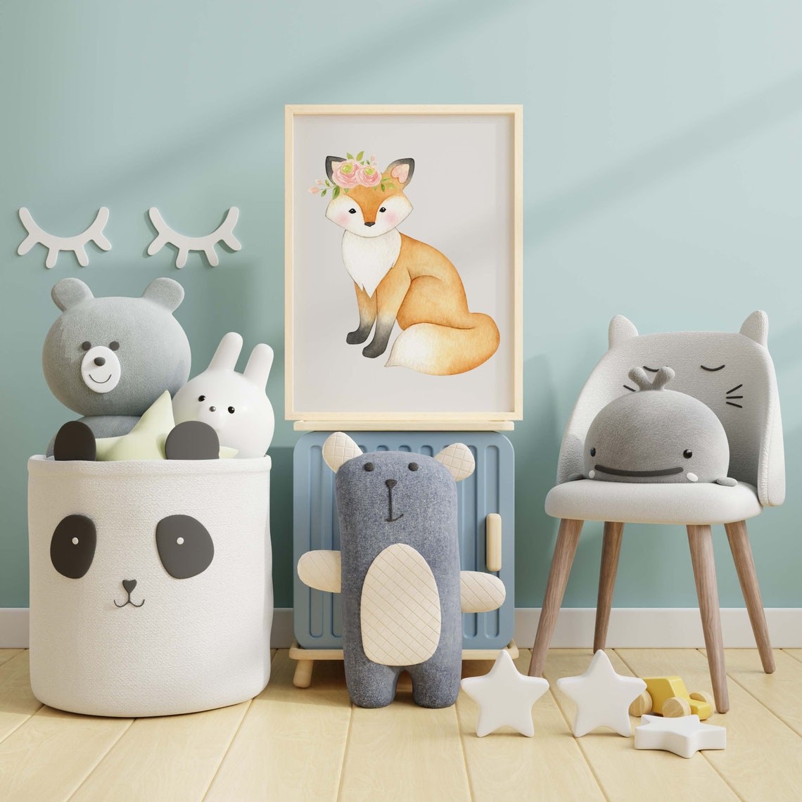 Cute Fox Nursery Print Nursery Animal Prints Safari Nursery Etsy