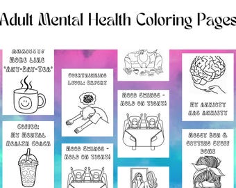 Funny Mental Health Coloring Pages for Adults | Anxiety Relief & Self Care | Printable Art Therapy PDF