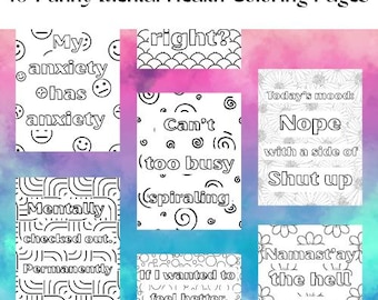 Snarky Adult Coloring Pages – Funny Mental Health Quotes | Printable Self-Care Humor