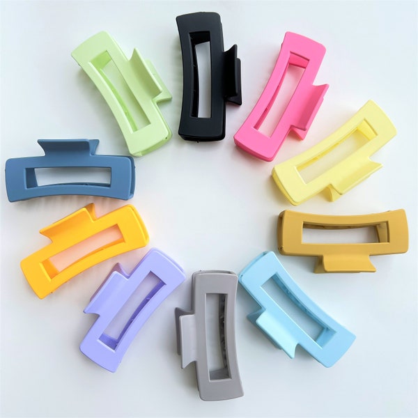 Hair Claw rectangular, Square Jumbo Hair Claw, Hollow Out Rectangle Hair Claw, Multicolored Hair Claw