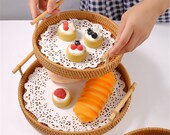 Hand woven rattan basket natural round rattan basket house decor housewarming gift for friend