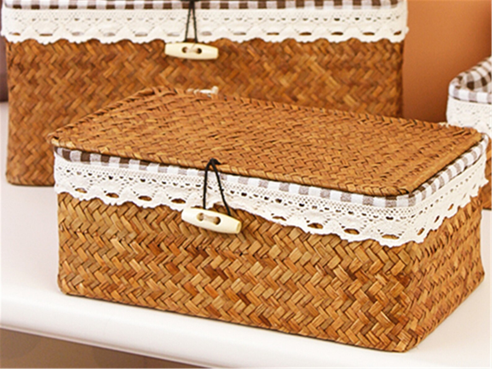 Personalized Woven Straw Basket With Lining Straw Square Etsy UK