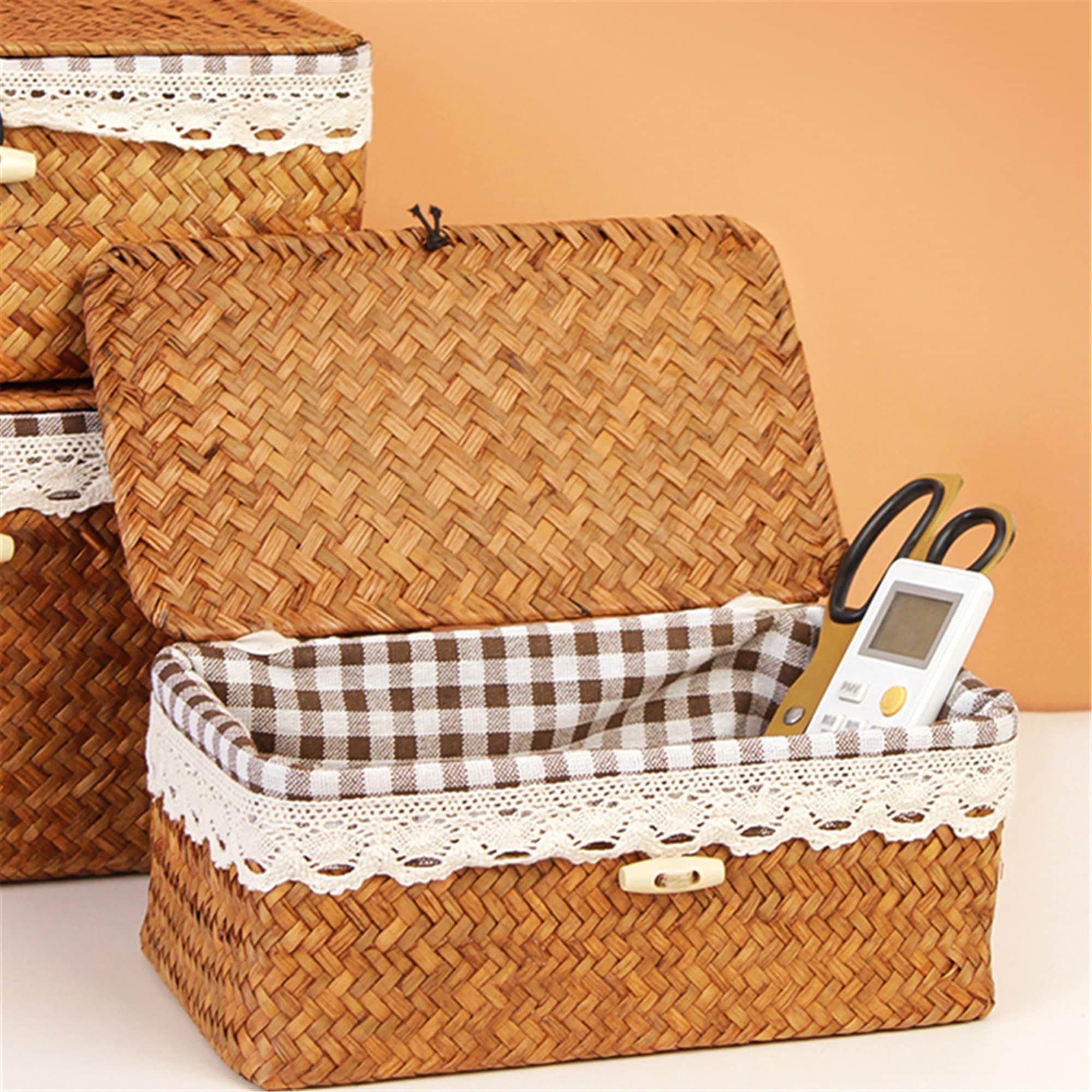 Personalized Woven Straw Basket With Lining Straw Square Etsy UK