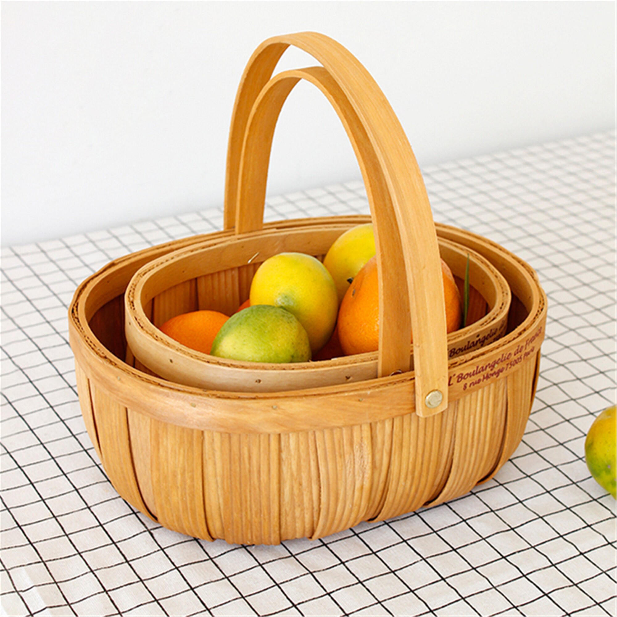 Hand woven wood basket with handle house decor handmade Etsy