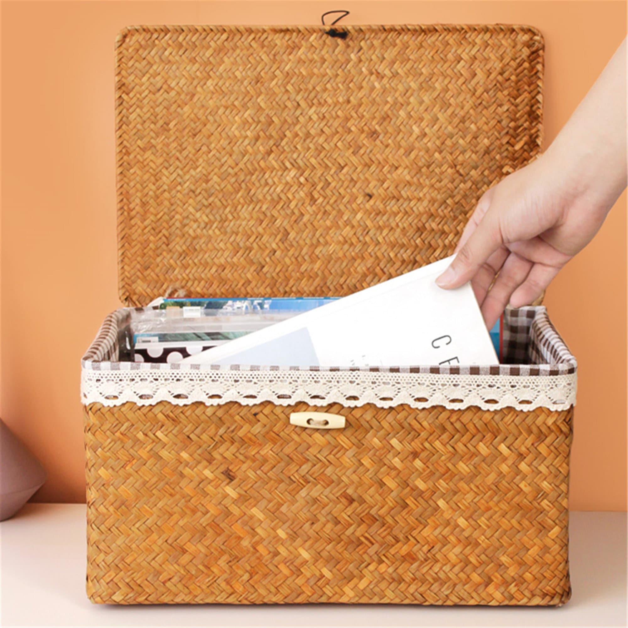 Personalized Woven Straw Basket With Lining Straw Square Etsy UK