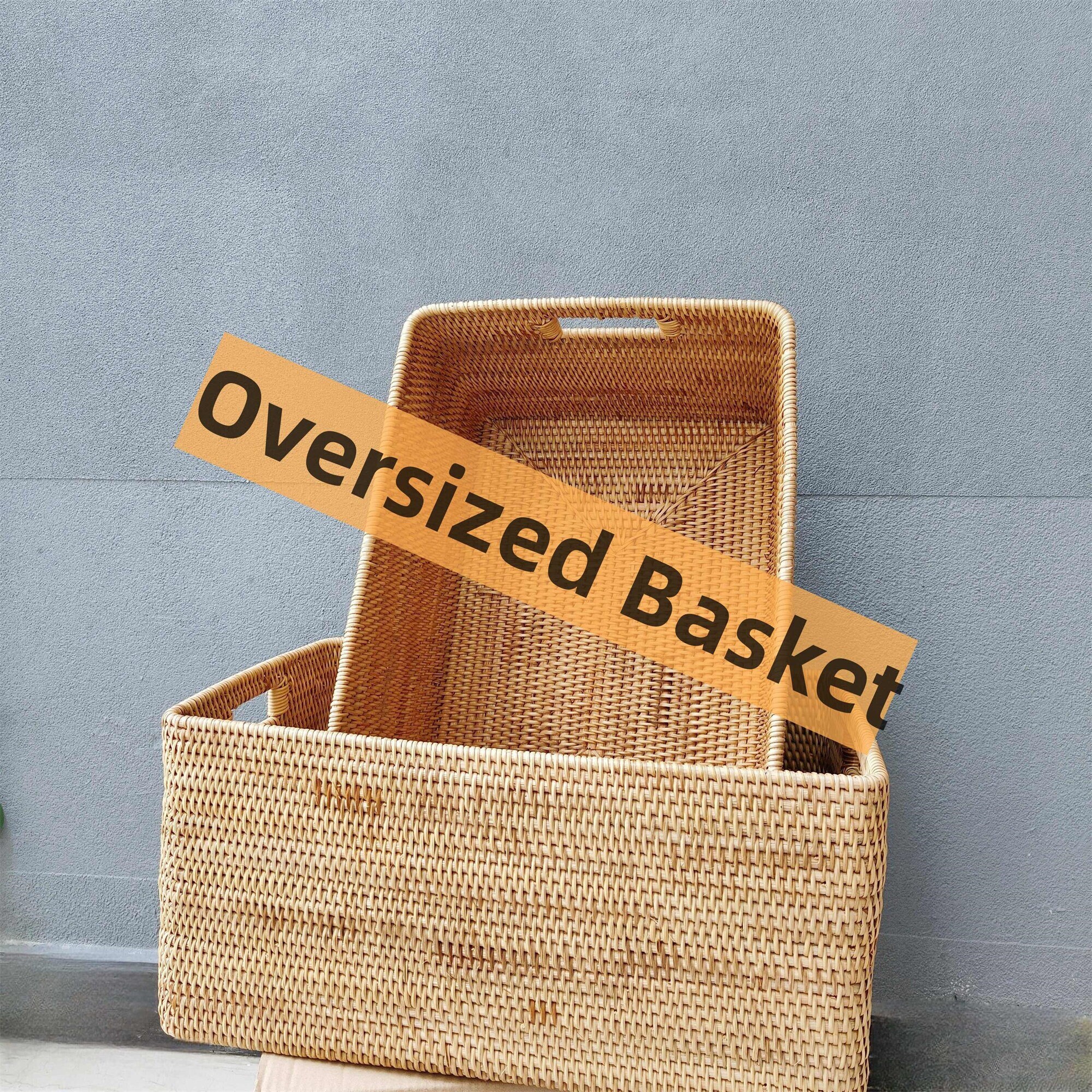 Oversized Hand Woven Rattan Storage Basket Mudroom Bench Etsy