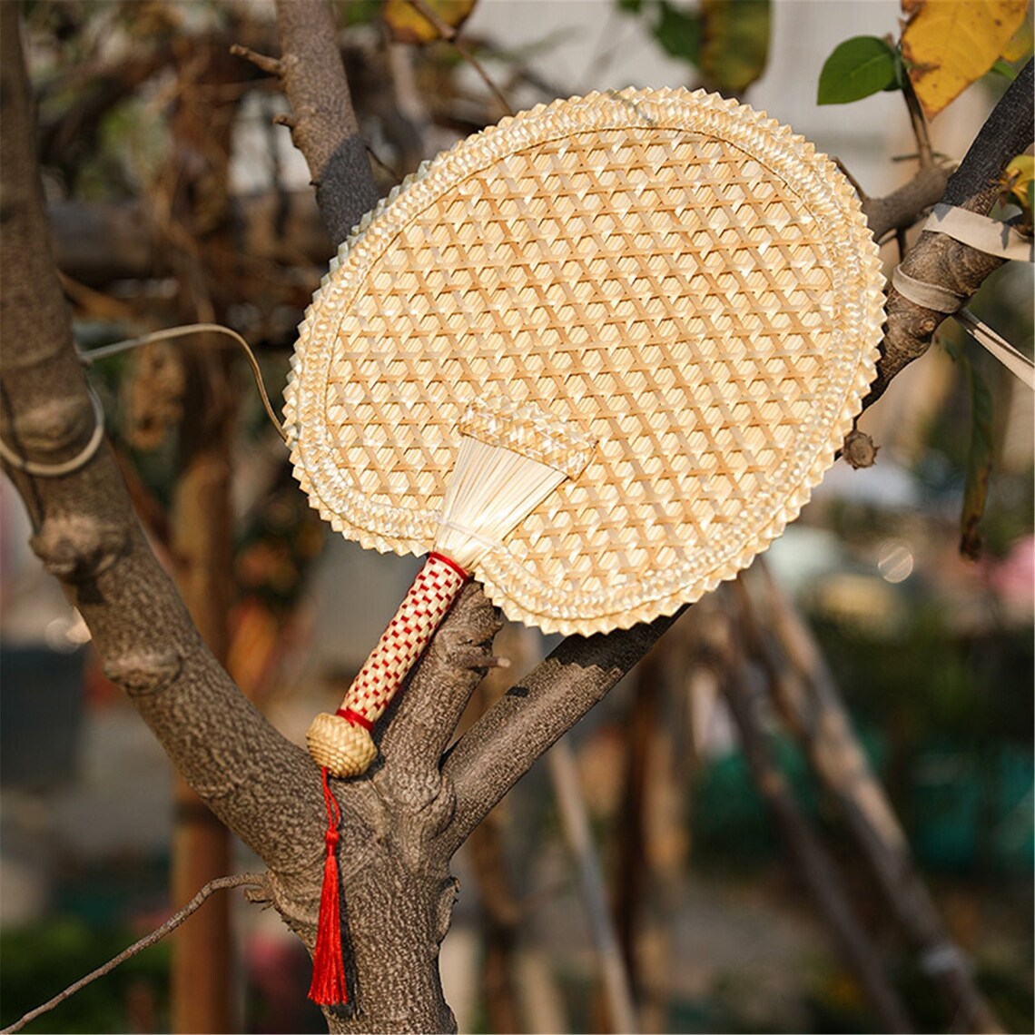 Hand woven straw fan with handle woven bamboo fan decoration Etsy