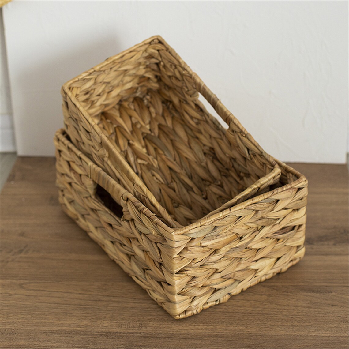 Hand woven straw basket straw square basket house decor Etsy