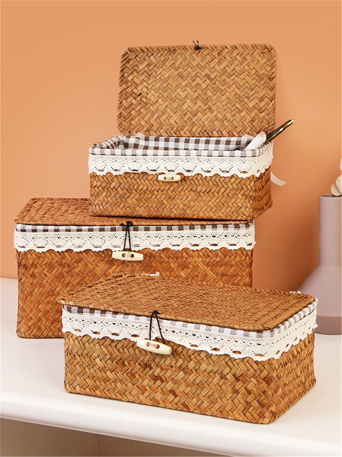 Personalized Woven Straw Basket With Lining Straw Square Etsy UK