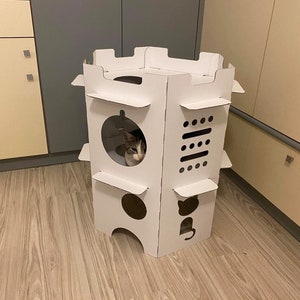 Cardboard Cat's House Playground (two floors). Modern style.