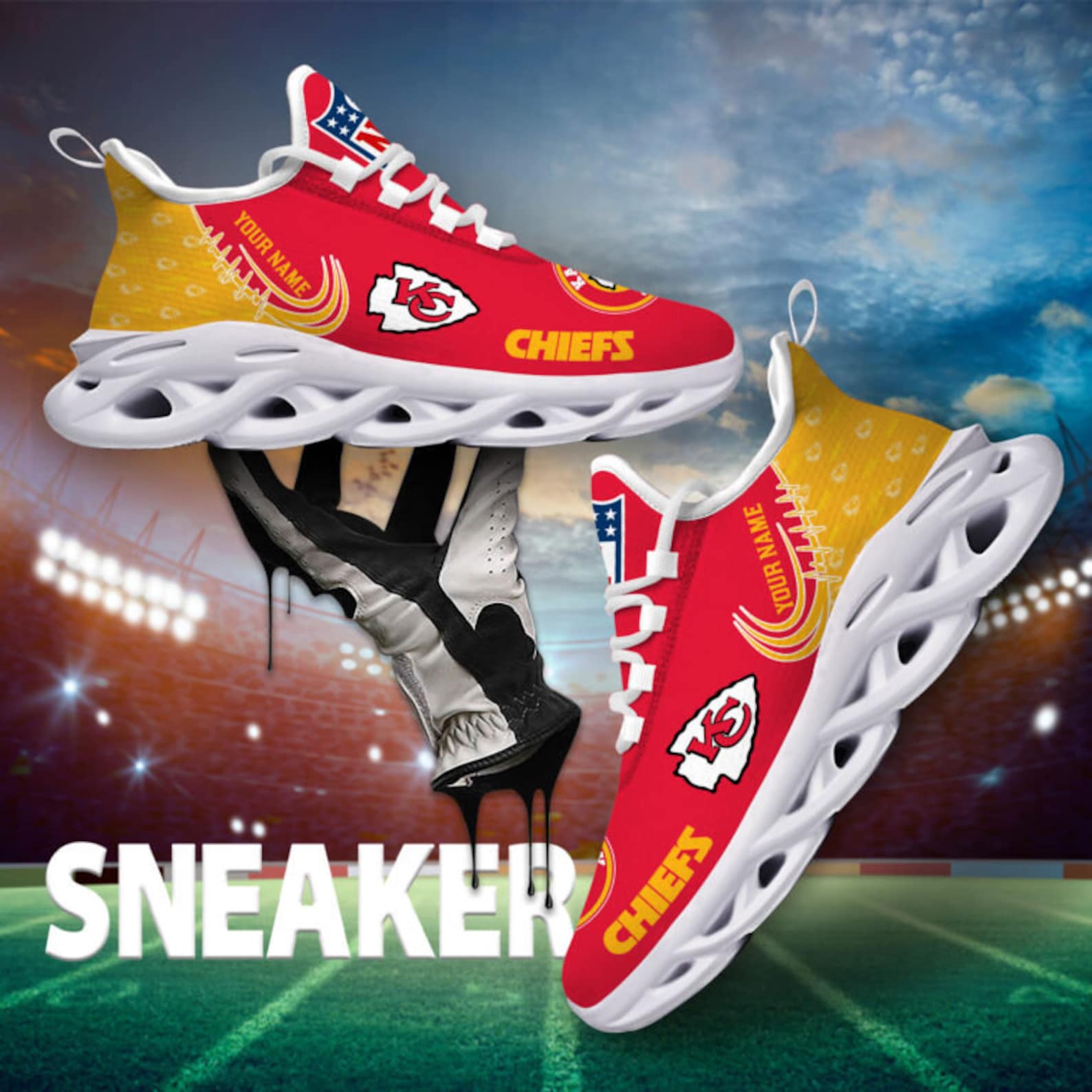 Chiefs NFL Custom Name Personalized Max Soul Shoes