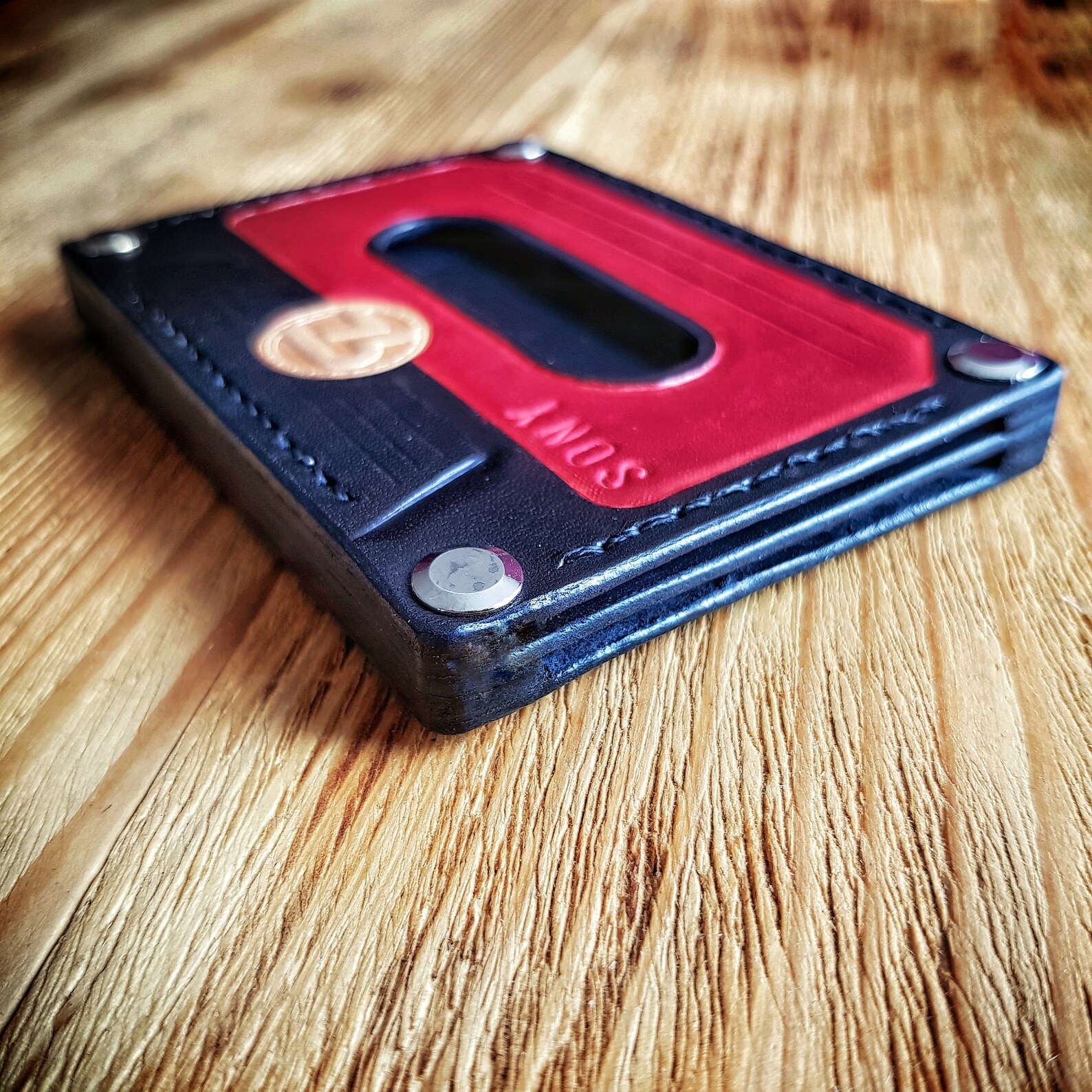 Leather minimalist wallet like a cassette tape for cards Etsy