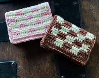 Crochet Pattern for Checkered Wallet, PDF File, Digital Download,
