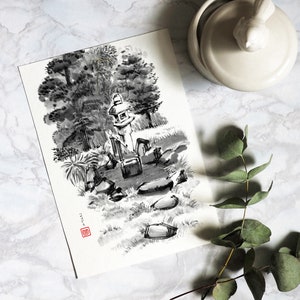 Garden - Sumi E Postcard