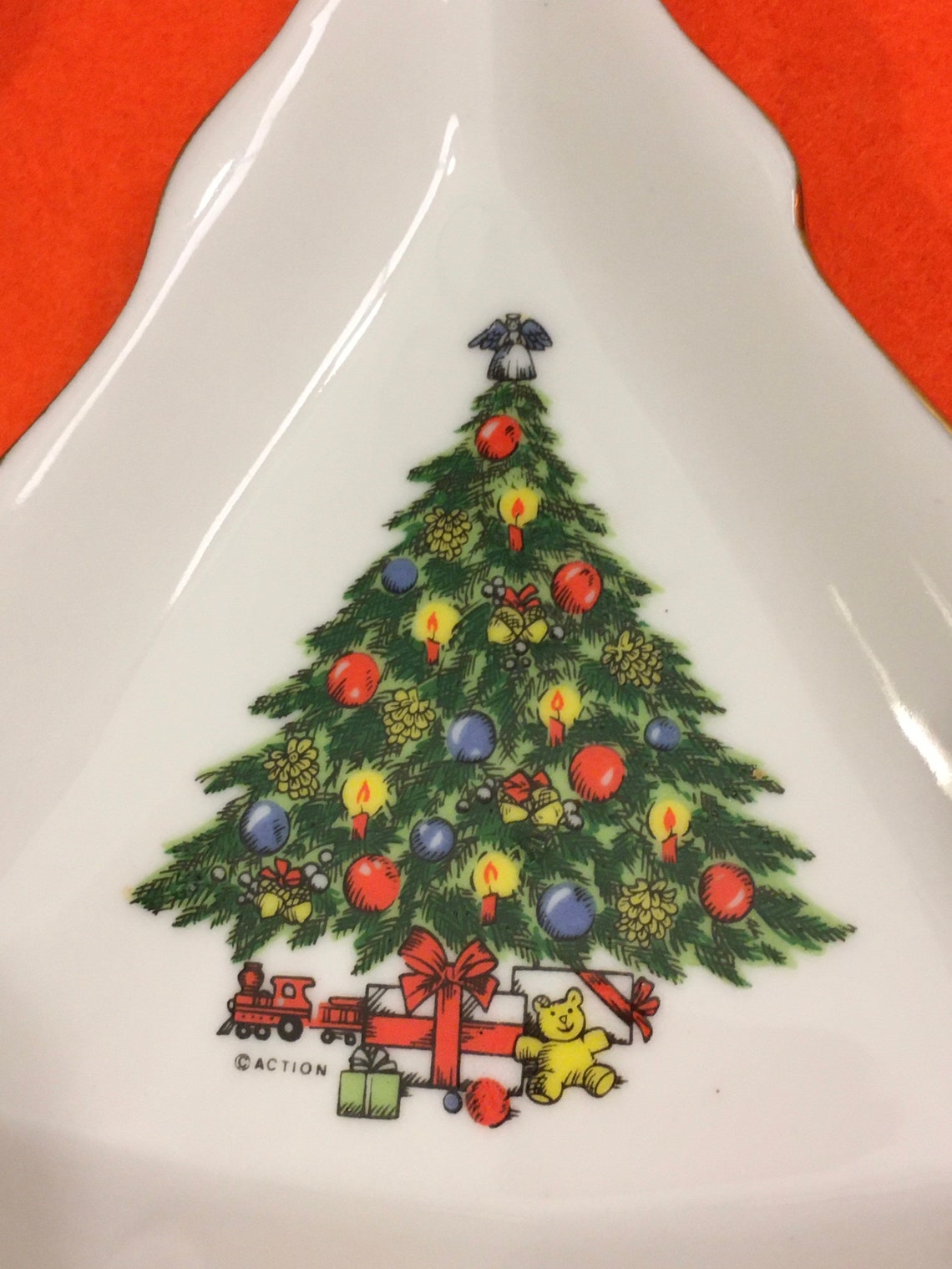 Vintage small ceramic Christmas tree shaped plate candy dish Etsy