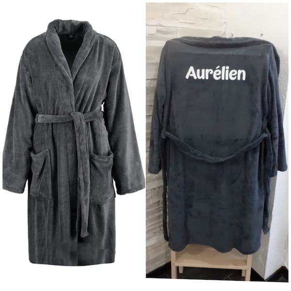 Personalized mixed flocked bathrobe one size