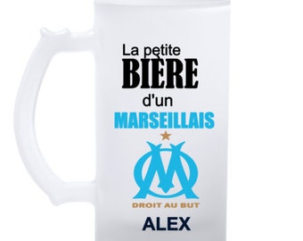 Chope de bière givré personnalisé OM