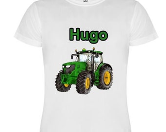 T-shirts polyester TRACTEUR  personnalisé ENFANT-CADEAUX