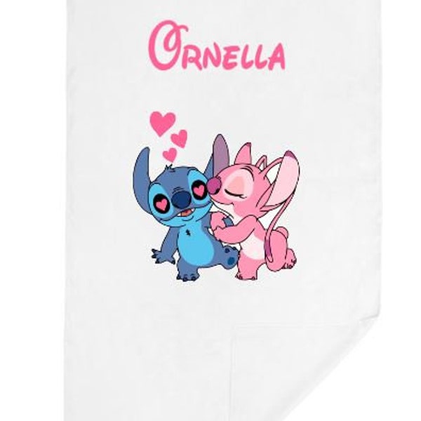 White bath towel front microfiber / back cotton personalized stitch